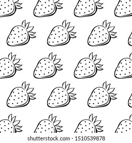 Strawberry Pattern line art vector illustration.eps10