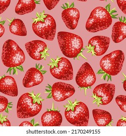 Strawberry pattern on isolated pink background