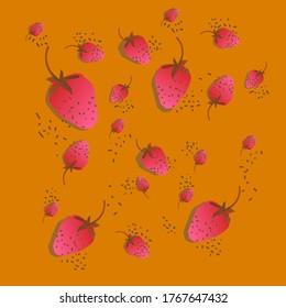 Strawberry pattern on an orange background