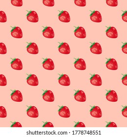 Strawberry pattern on pink background