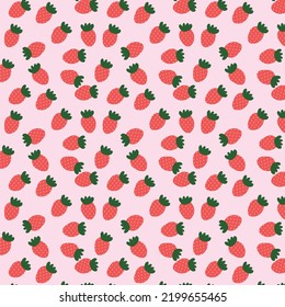 Strawberry pattern on a pink background. Can be used as a background.