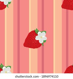 
Strawberry pattern on striped background