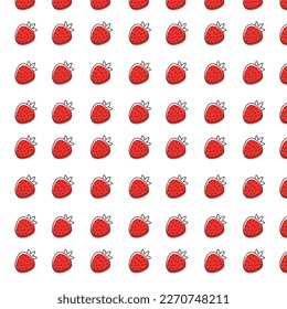 Strawberry pattern on a white background. Seamless background. Vector design of a pattern with strawberries.