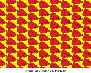 Strawberry pattern on a yellow background