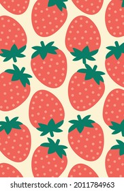 Patrones Naranja De Fresa, Ilustración Vector De Material.