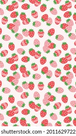Strawberry Pattern, Pink and red seamless strawberry, Strawberry white Background, Strawberry Wallpaper Love Cards Vector Stock Vector Illustration.