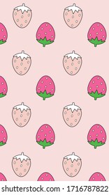 Strawberry Pattern, Pink seamless strawberry, Strawberry pink Background, Strawberry Wallpaper Love Cards Vector Stock Vector Illustration.