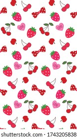 Patrón de fresa, Ilustración de fresa rosa.