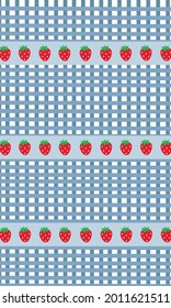 Strawberry Pattern, Red seamless strawberry, Strawberry blue Background, Strawberry Wallpaper Love Cards Vector Stock Vector Illustration.