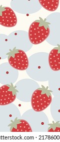 Strawberry Pattern, Red seamless strawberry, Strawberry blue Background, Strawberry Wallpaper Love Cards Vector Stock Vector Illustration.