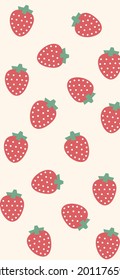 Strawberry Pattern, Red seamless strawberry, Strawberry cream color Background, Strawberry Wallpaper Love Cards Vector Stock Vector Illustration.