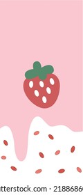Patrones de fresa, fondo rosado de fresa roja.
