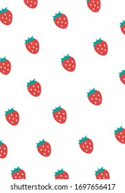 Strawberry Pattern, Red seamless strawberry, Strawberry white Background, Strawberry Wallpaper Love Cards Vector Stock Vector Illustration.