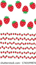 Strawberry Pattern, Red seamless strawberry, Strawberry white Background, Strawberry Wallpaper Love Cards Vector Stock Vector Illustration.