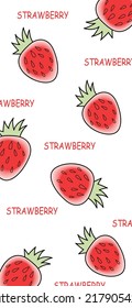 Strawberry Pattern, Red seamless strawberry, Strawberry white Background, Strawberry Wallpaper Love Cards Vector Stock Vector Illustration.