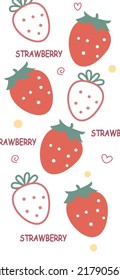 Strawberry Pattern, Red seamless strawberry, Strawberry white Background, Strawberry Wallpaper Love Cards Vector Stock Vector Illustration.