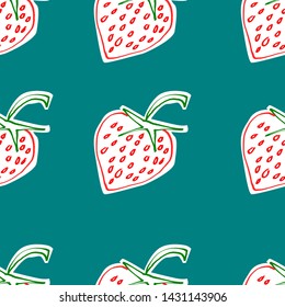 Strawberry pattern seamless on blue pastel color background.Art concept.