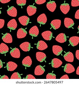 Padrão de morango. Padrão contínuo com morangos. Fundo de morango cheio de cor.