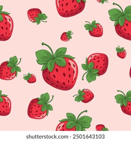Strawberry pattern. Seamless pattern with strawberries. Endless pattern with berries	
