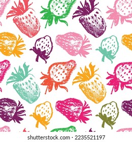 Strawberry pattern seamless, strawberries illustration for fabric ornament and textile design. Hand drawn vector red berry. Juice or jam label design. Color berries background. Strawberry backdrop.