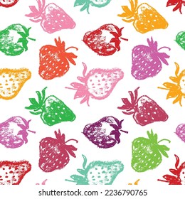 Strawberry pattern seamless, strawberries illustration for fabric ornament and textile design. Hand drawn vector red berry. Juice or jam label design. Color berries background. Strawberry backdrop.