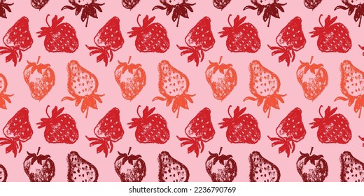 Strawberry pattern seamless, strawberries illustration for fabric ornament and textile design. Hand drawn vector red berry. Juice or jam label design. Color berries background. Strawberry backdrop.