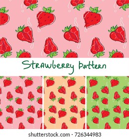 Strawberry pattern three background colors