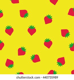 strawberry pattern in yellow color backdrop