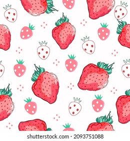 Strawberry pattern.pastel background .Cute pattern.Vector background.natural wallpaper