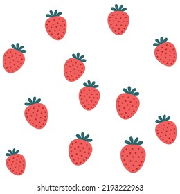 Strawberry Patterns, Orange seamless strawberry white Backgrounds, Strawberry Wallpaper Love Cards Vector Stock Vector Illustration.