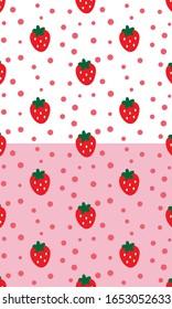 Patrones de fresa, fondos rojos de fresa rosa blanco, Tarjetas de amor de fresa Vector de Vector Ilustración Vector.