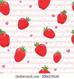 Strawberry patterns, Red strawberries isolated on a white background. Strawberry background. Vector illustration.