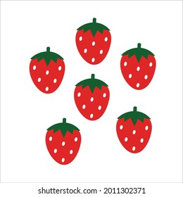 Strawberry Patterns, Red strawberry white Background, Strawberry Love Cards Vector Stock Vector Illustration.