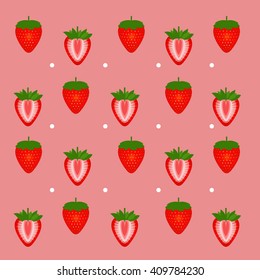 Strawberry pattern,Seamless background with pink strawberries