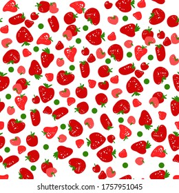Strawberry peas patterns. Red strawberry. Strawberry Backgrounds. Vector Illustration.