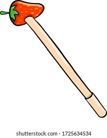 Pluma de fresa, ilustración, vector sobre fondo blanco