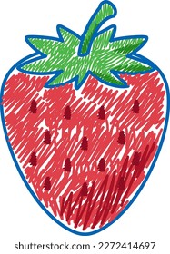 Strawberry in pencil colour sketch simple style illustration