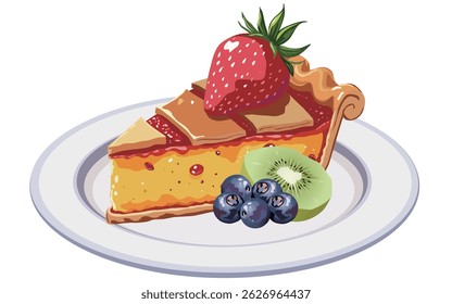 Strawberry pie illustration dessert design