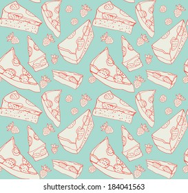 Strawberry pie seamless pattern