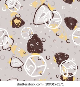 Strawberry and pieces of ice, mint leaves and bubbles. A pattern with watermelons. Summer mood. Cocktail. Summer pattern