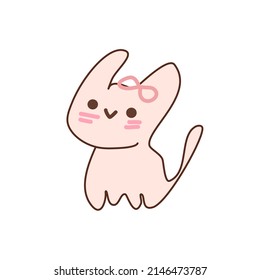 strawberry pink cotton candy alien cat dog rabbit flushes smile cute happy face rose pink bow tie ribbon white background