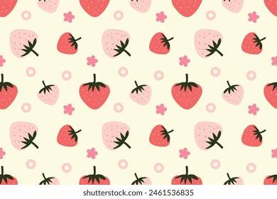 Strawberry pink cute illustration pattern background
