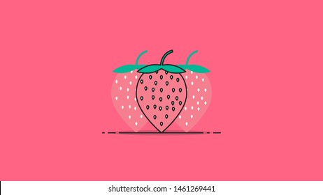 strawberry pink flat design vector background illustration