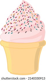 strawberry pink ice cream with chocolate sprinklers 