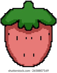 Strawberry Pixel Art – Cute 8-Bit Fruit Illustration, Retro Game Style Pixelated Strawberry Clipart, Kawaii Red Berry Icon for Digital Design, Sticker, Asset, or Summer Food Graphic Element