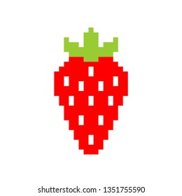 Strawberry pixel art isolated. Berry 8bit. Vector illustration 8 bit
