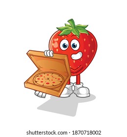strawberry pizza delivery boy vector. cartoon character