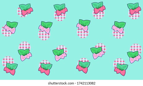 Strawberry and plaid background material