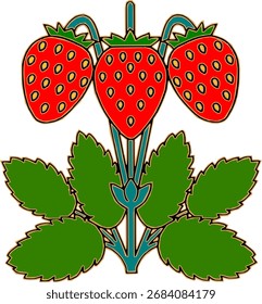 Vector de hoja de fruta de planta de fresa