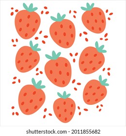 Strawberry polka dot Pattern, Orange seamless strawberry, Strawberry white Background, Strawberry Wallpaper Love Cards Vector Stock Vector Illustration.